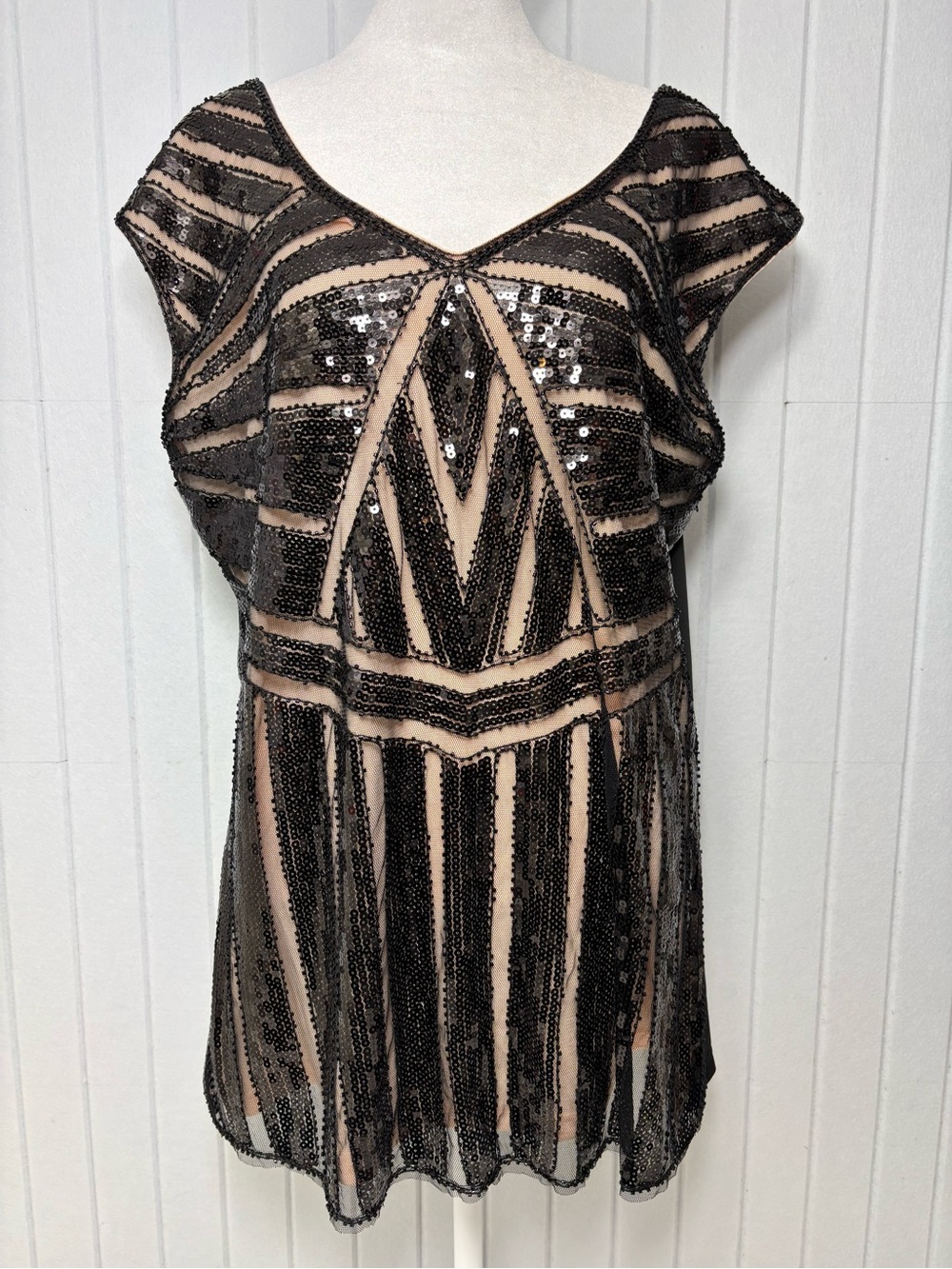 Metme Black Sequin V-Neck Evening Top Size XXL